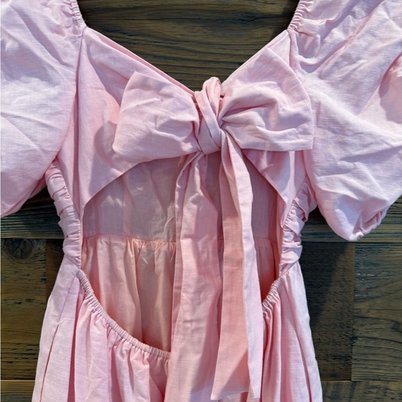 English Factory Pink Maxi Sundress with Bow and Puff Sleeve - Picture 12 of 12